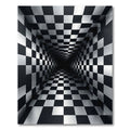 Monochromatic Optical Illusion Checkerboard Grid Rug