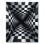 Monochromatic Optical Illusion Checkerboard Grid Rug