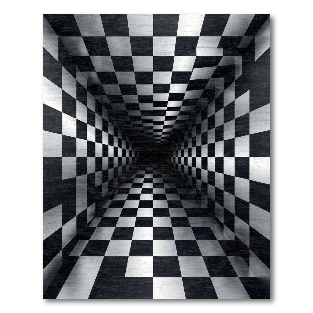 Monochromatic Optical Illusion Checkerboard Grid Rug