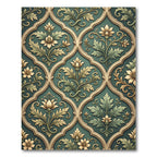 Elegant Sage Green Floral Damask Ornament Rug