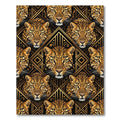 Gold Art Deco Leopard Geometric Grid Rug