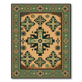 Terracotta Green Geometric Cross Rug
