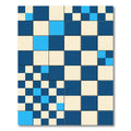 Modern Blue Geometric Abstract Checkered Rug