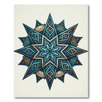 Teal Gold Ornate Celestial Star Medallion Rug