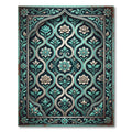 Ornate Teal White Floral Arch Rug
