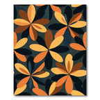 Retro Mid-Century Golden Floral Graphic Rug