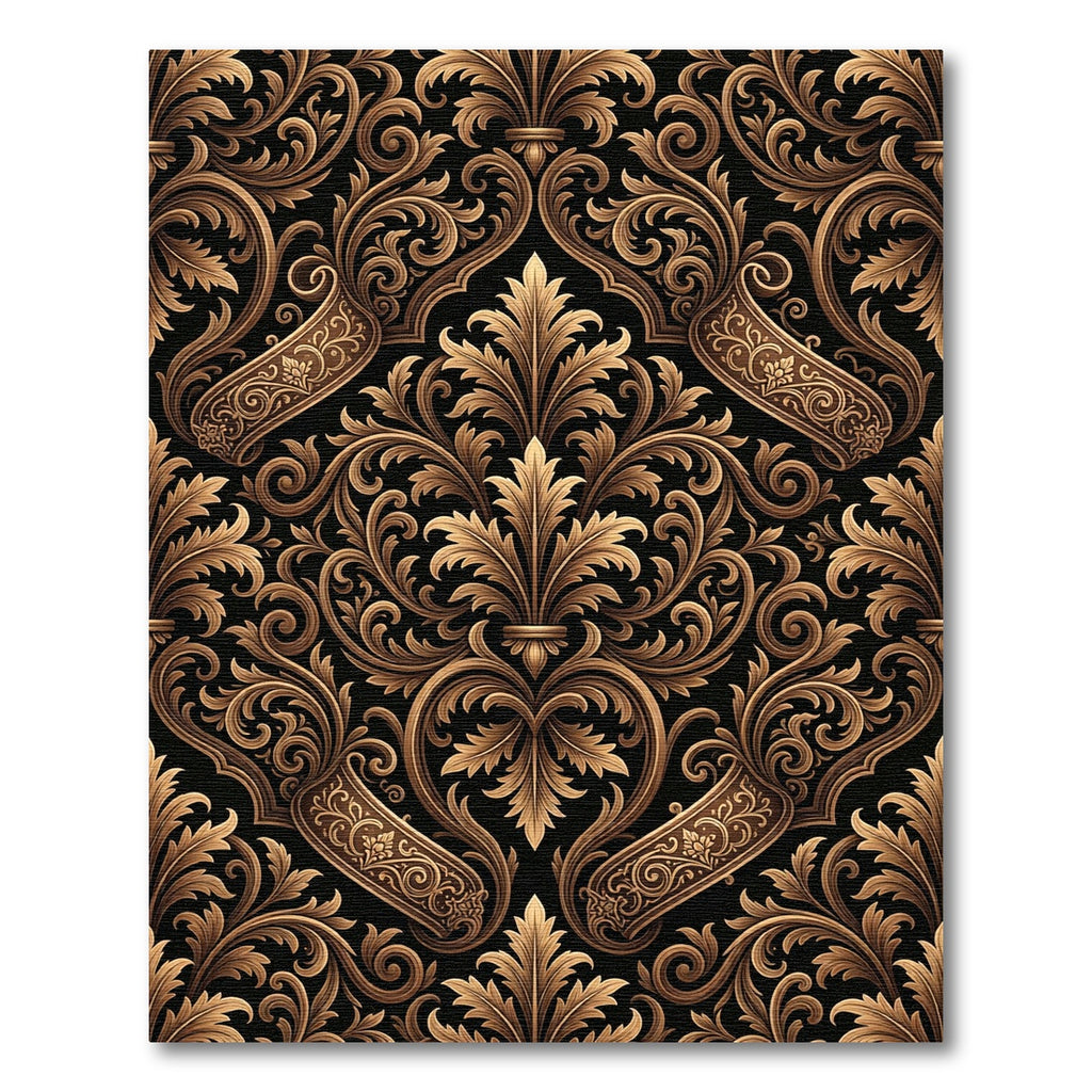 Elegant Gold Acanthus Scrollwork Rug