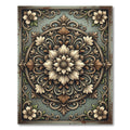 Victorian Sage Green Ornate Floral Medallion Rug