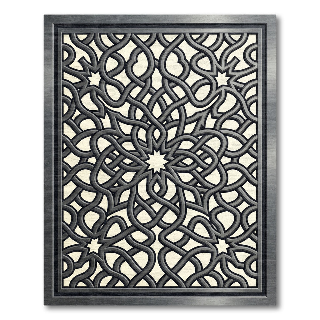 Elegant Gray Interlocking Knot Medallion Rug