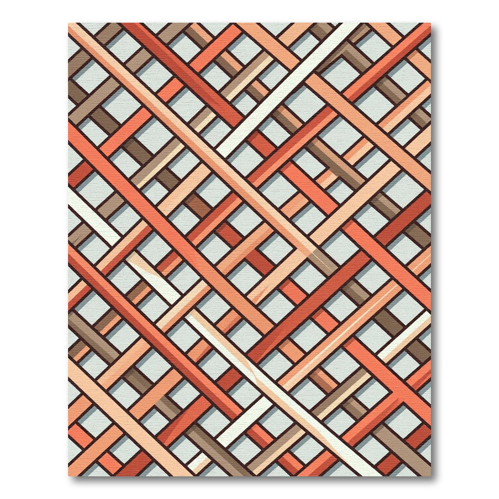 Woven Terracotta Geometric Lattice Weave Rug