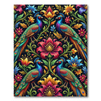 Vibrant Peacock Floral Botanical Art Rug