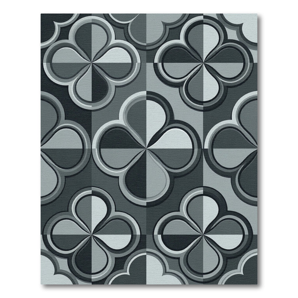 Sophisticated Slate Gray Clover Geometric Rug