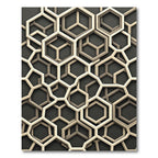 Cream Hexagonal Overlay Geometric Rug