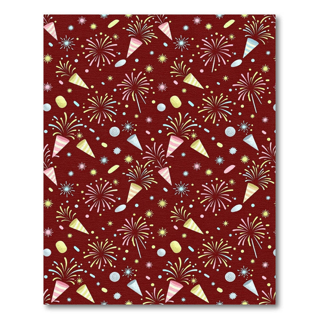 Crimson Festive Confetti Celebration Burst Rug