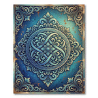 Ornate Blue Filigree Scroll Medallion Rug