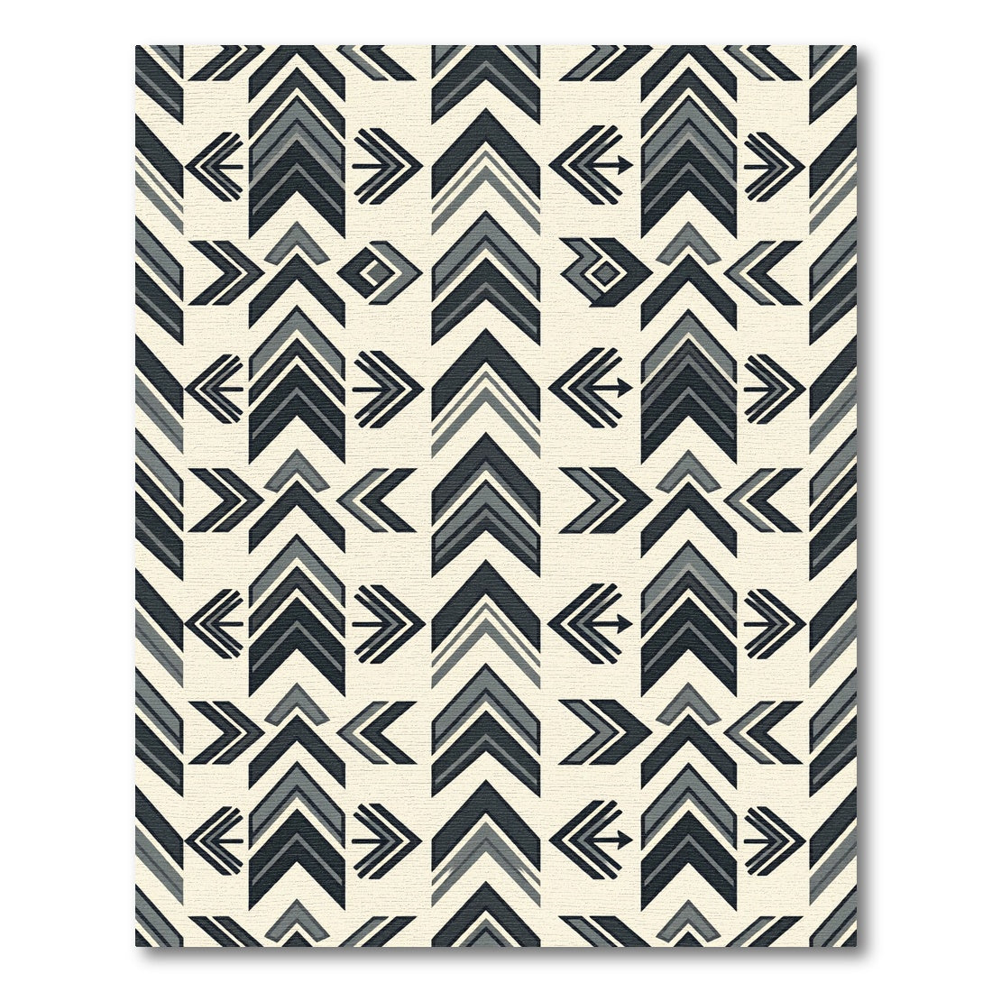 Geometric Arrow Gray Monochrome Rug