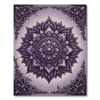Ornate Amethyst Floral Mandala Scroll Rug