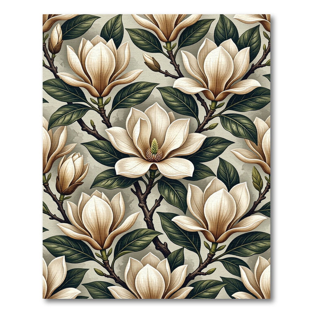 Cream Magnolia Flower Branch Garden Rug