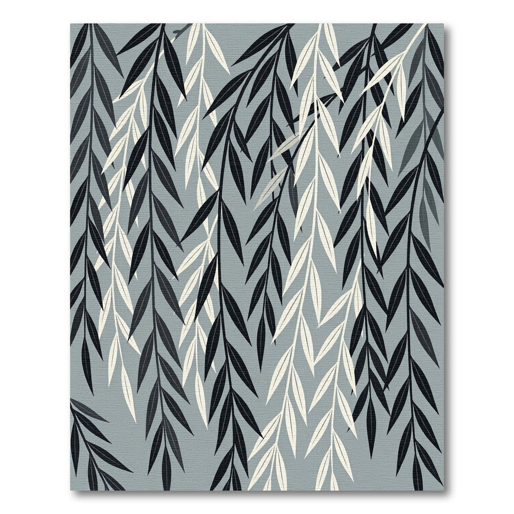Minimalist Willow Branch Grey Leaf Art Rug