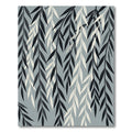 Minimalist Willow Branch Grey Leaf Art Rug