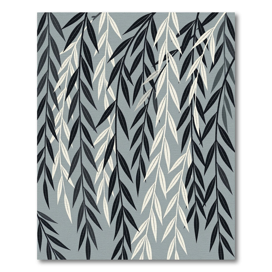 Minimalist Willow Branch Grey Leaf Art Rug