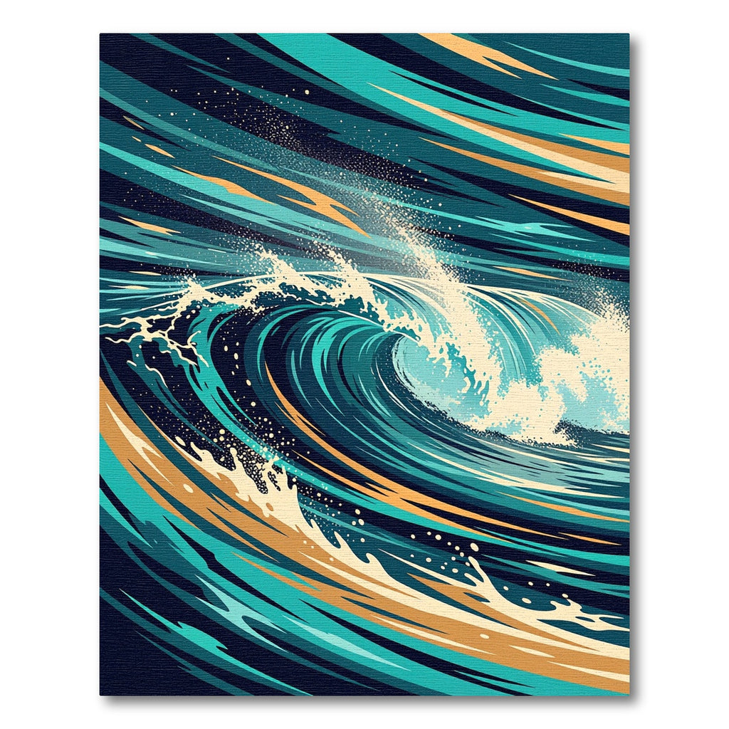 Abstract Teal And Golden Ocean Wave Rug