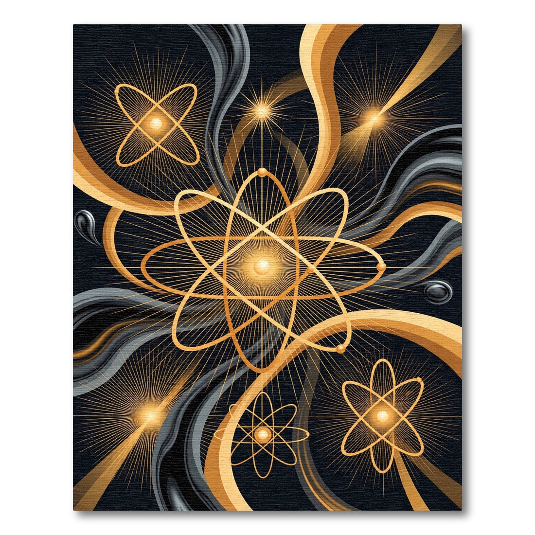 Golden Atomic Orbital Abstract Radiance Rug