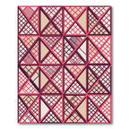 Geometric Coral and Taupe Grid Rug