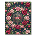 Pink Crimson Rose Garden Medallion Rug
