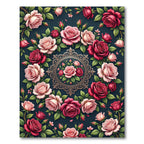 Pink Crimson Rose Garden Medallion Rug