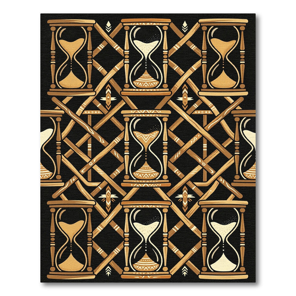 Golden Hourglass Geometric Lattice Art Rug