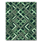 Geometric Emerald Interlocking Square Art Rug