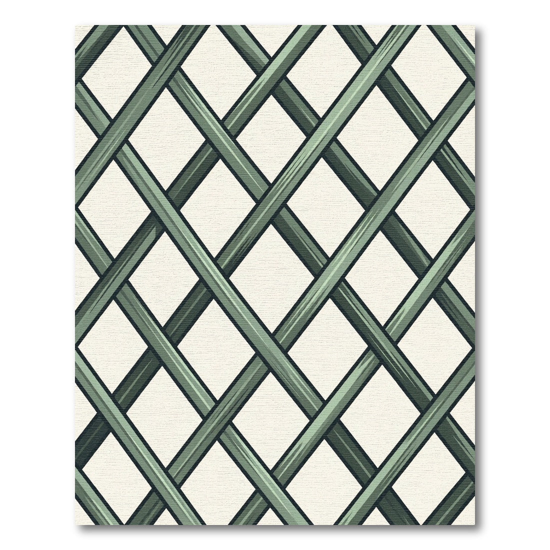 Sophisticated Sage Green Geometric Lattice Rug