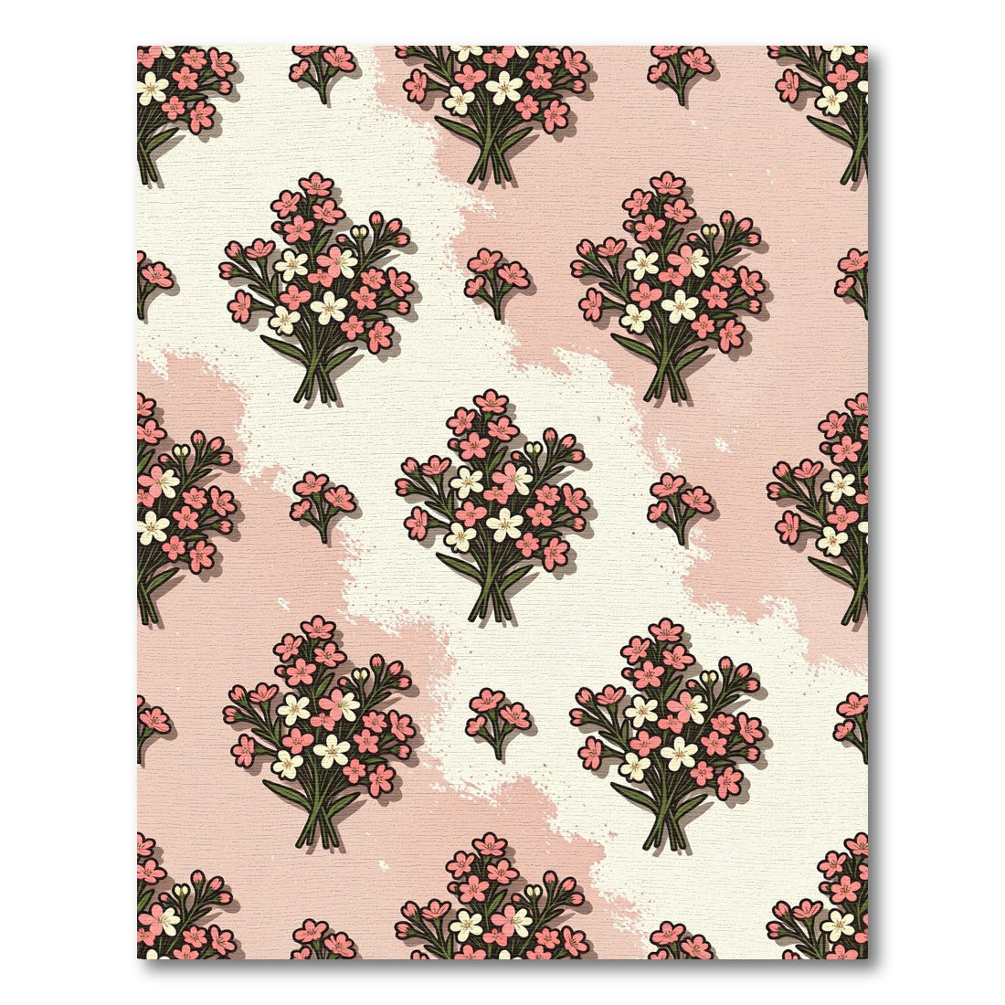 Pink White Gentle Blossom Bouquet Rug