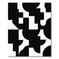 Black White Geometric Abstract Squares and Curves Rug