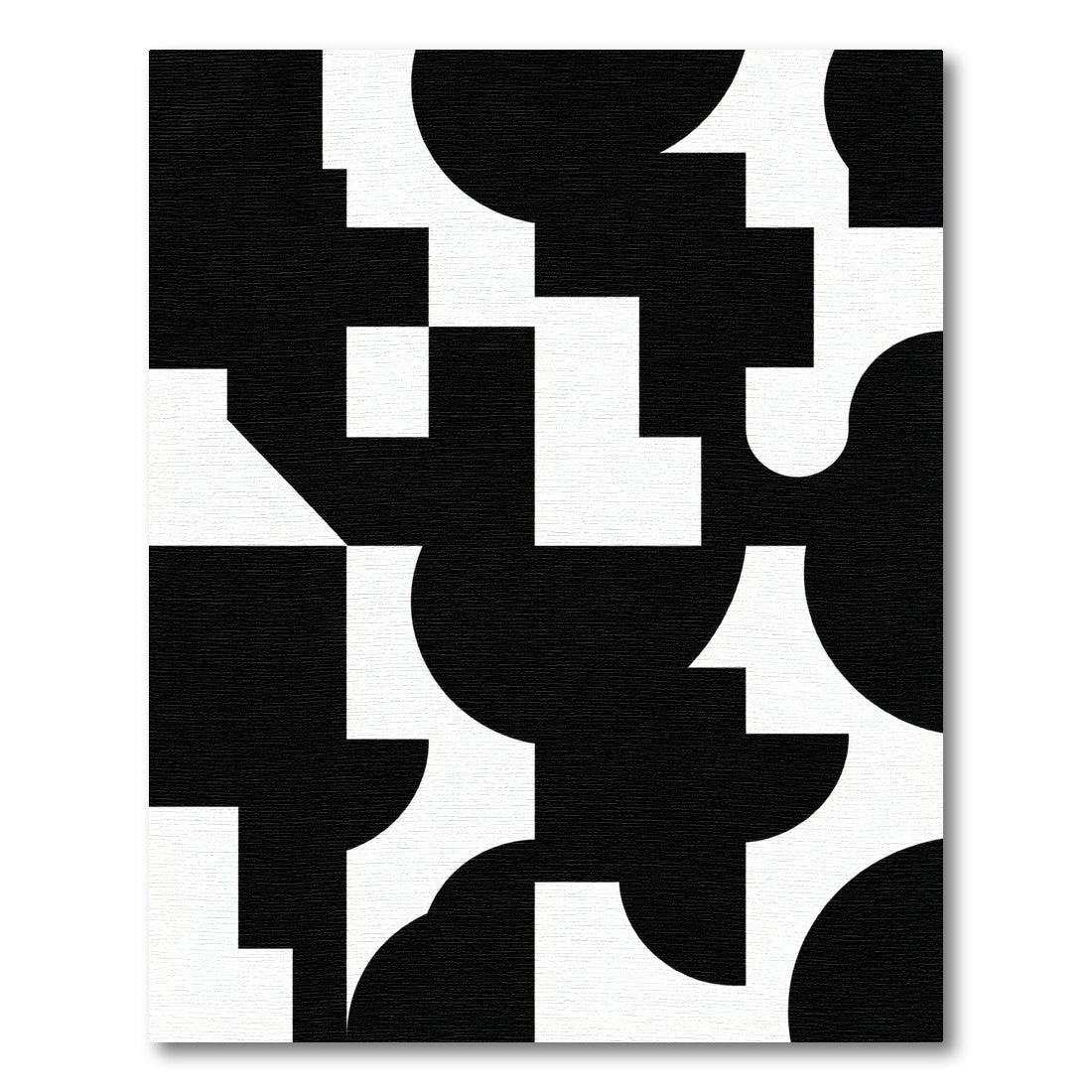 Black White Geometric Abstract Squares and Curves Rug