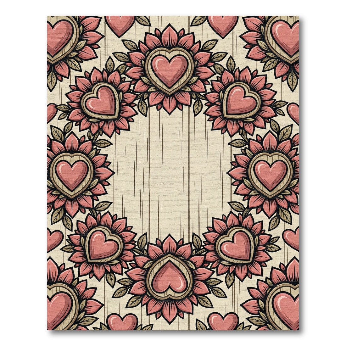 Rosy Heart Floral Medallions Rug