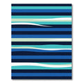 Modern Blue and Teal Wavy Stripe Rug