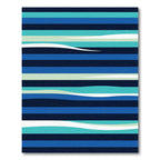 Modern Blue and Teal Wavy Stripe Rug