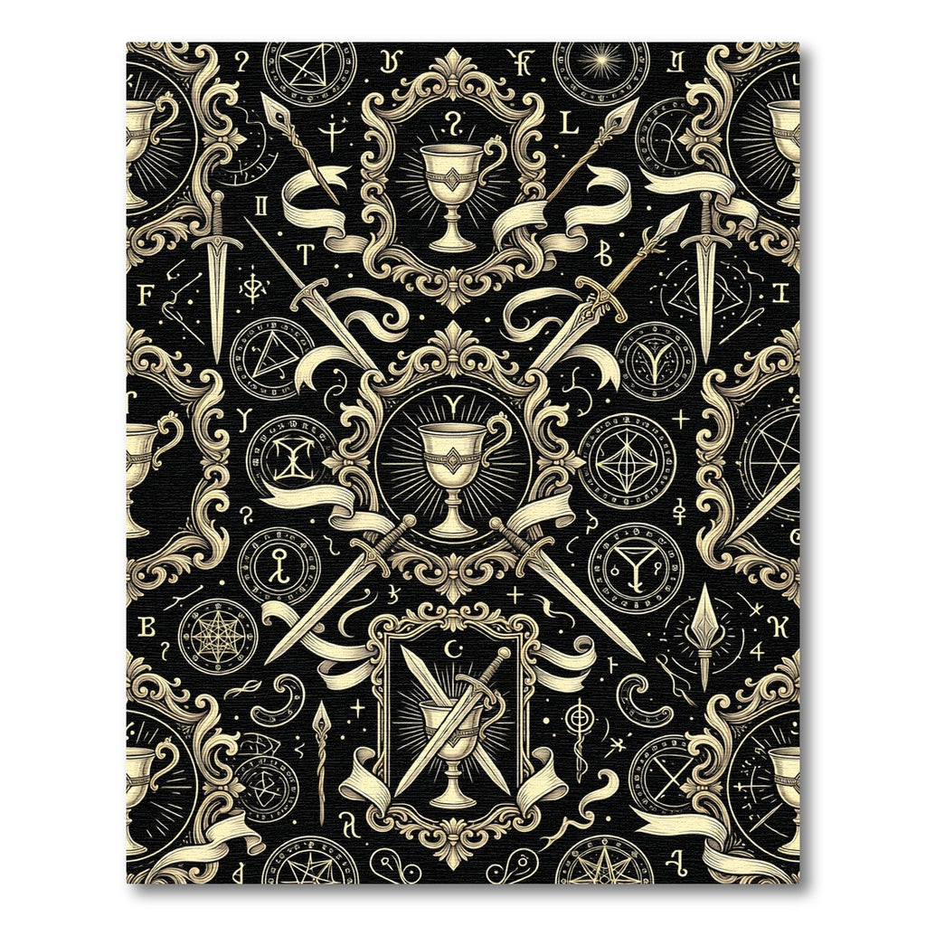 Gothic Occult Chalice and Sword Tapestry Rug