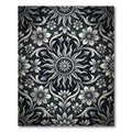 Monochrome Floral Sunburst Scroll Rug