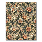 Cream Peach Rose Vine Silhouette Rug