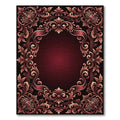Rich Burgundy Baroque Scrollwork Frame Rug