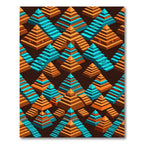 Teal and Amber Isometric Pyramid Abstract Rug