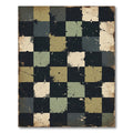 Distressed Sage and Charcoal Checkered Grid Rug
