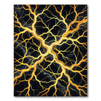 Golden Veins Black Marble Branch Rug