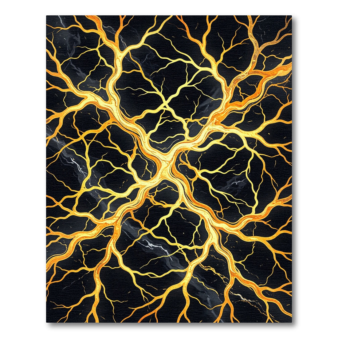 Golden Veins Black Marble Branch Rug