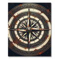 Antique Distressed Compass Nautical Medallion Rug