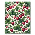 Fresh Strawberry Vines Botanical Illustration Rug