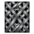 Metallic Silver Interlocked Geometric Grid Rug